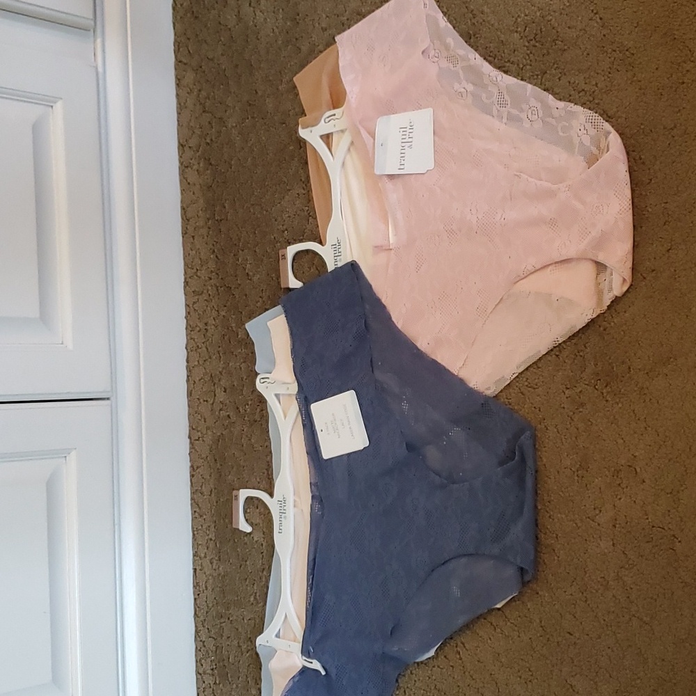 Womens Tranquil & True 6 pk Lace Microfiber CHEEKY Panties Size 3X Pink Blue NWT